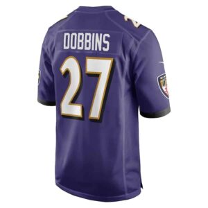 27 J.K. Dobbins 2 min J.K. Dobbins Baltimore Ravens Nike Game Popular NFL Jersey - Purple