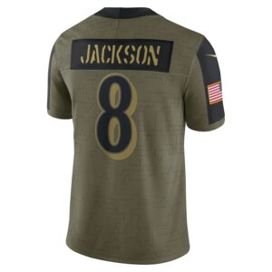 3 3 Lamar Jackson Baltimore Ravens Nike Salute To Service Limited Player Jersey - Olive