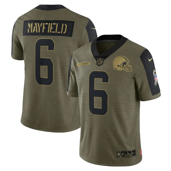 Baker Mayfield Cleveland Browns Nike Salute To Service Limited Player Authentic Nfl Jersey - Olive
