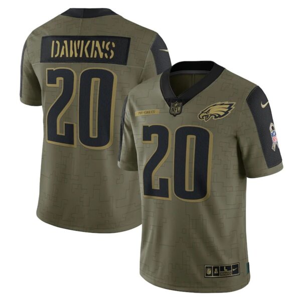 Brian Dawkins Philadelphia Eagles Nike 2021 Salute To Service Retired Player Limited Jersey - Olive