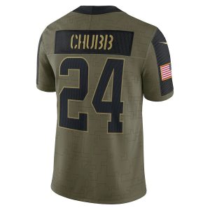 Nick Chubb Cleveland Browns Nike 3 min Nick Chubb Cleveland Browns Nike Salute To Service Limited Authentic Nfl Jersey - Olive