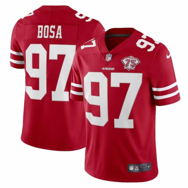 San Francisco 49ers Nick Bosa Nike Scarlet 75th Anniversary Vapor Limited Jersey