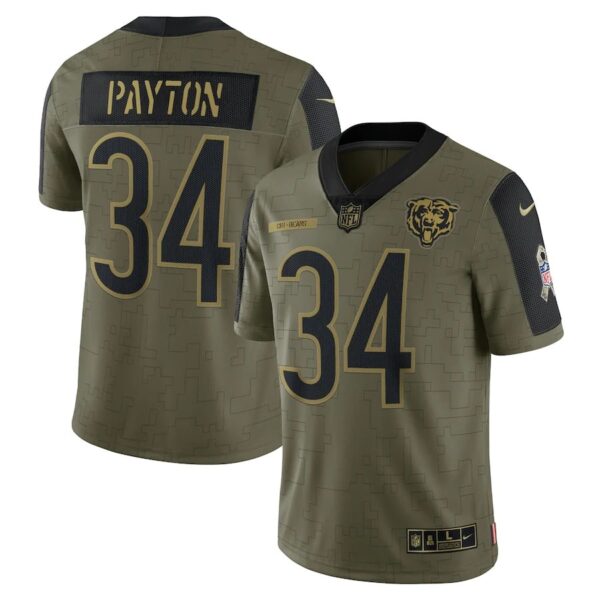 Walter Payton Chicago Bears Nike Salute To Service Retired Player Authentic Nfl Jersey - Olive
