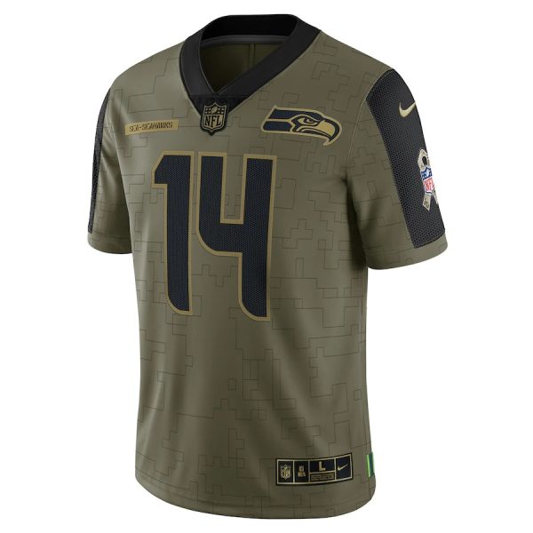 DK Metcalf Seattle Seahawks Nike Salute To Service Limited Player Jersey Olive 3 DK Metcalf Seattle Seahawks Nike Salute To Service Limited Player Jersey - Olive