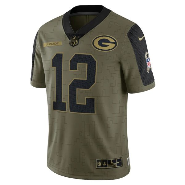 Green Bay Packers Aaron Rodgers Nike Olive 2 Men's Green Bay Packers Aaron Rodgers Nike Olive Salute To Service Limited Player Jersey