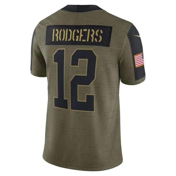 Green Bay Packers Aaron Rodgers Nike Olive 3 Men's Green Bay Packers Aaron Rodgers Nike Olive Salute To Service Limited Player Jersey