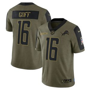 Jared Goff Detroit Lions Nike Salute To Service Limited Authentic Nfl Jersey - Olive