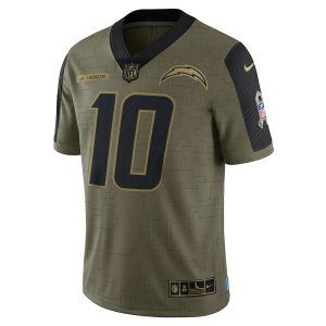 Justin Herbert Los Angeles Chargers Nike 2021 1 Justin Herbert Los Angeles Chargers Nike 2021 Salute To Service Limited Player Jersey - Olive