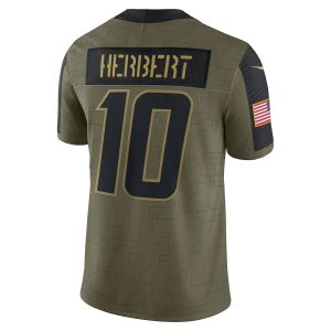 Justin Herbert Los Angeles Chargers Nike 2021 3 Justin Herbert Los Angeles Chargers Nike 2021 Salute To Service Limited Player Jersey - Olive