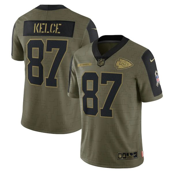 Kansas City Chiefs Travis Kelce Nike Olive Salute To Service Limited Player Jersey