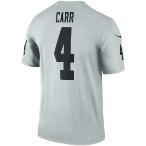 Las Vegas Raiders Derek Carr Nike Silver Inverted 4 Las Vegas Raiders Derek Carr Nike Silver Inverted Legend Jersey