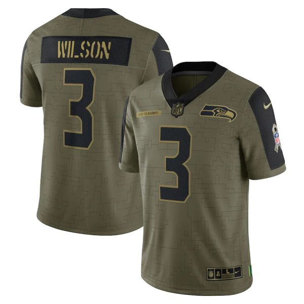 Russell Wilson Seattle Seahawks Nike Salute To Service Limited Player Jersey - Olive