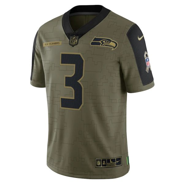 Russell Wilson Seattle Seahawks Nike 2021 Salute To Service Limited Player Jersey Olive 3 Russell Wilson Seattle Seahawks Nike Salute To Service Limited Player Jersey - Olive