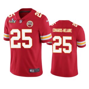 Men's Kansas City Chiefs Clyde Edwards-Helaire #25 Red Super Bowl LV Vapor Limited Jersey