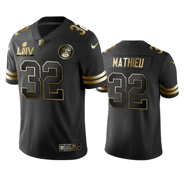 Men's Kansas City Chiefs Tyrann Mathieu #32 Black Golden Super Bowl LV Vapor Limited Jersey