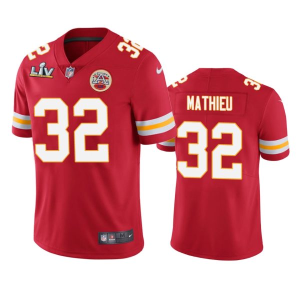 Men's Kansas City Chiefs Tyrann Mathieu #32 Red Super Bowl LV Vapor Limited Jersey