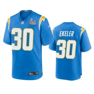 Men's Los Angeles Chargers Austin Ekeler #30 Powder Blue Super Bowl LVI Patch Game Jersey