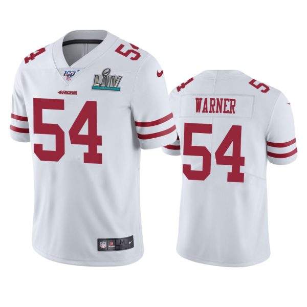Men’s San Francisco 49ers Fred Warner #54 White Vapor Limited Jersey Super Bowl LIV Jersey