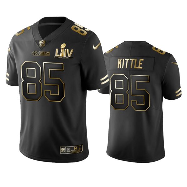 Men’s San Francisco 49ers George Kittle #85 Black Golden Vapor Limited Jersey Super Bowl LIV Jersey