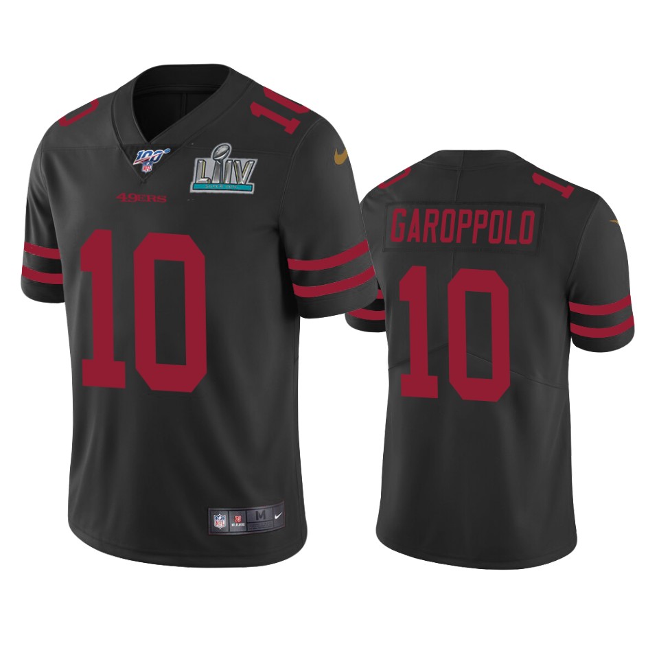 Men’s San Francisco 49ers Jimmy Garoppolo Black #10 Vapor Limited Jersey Super Bowl LIV Jersey