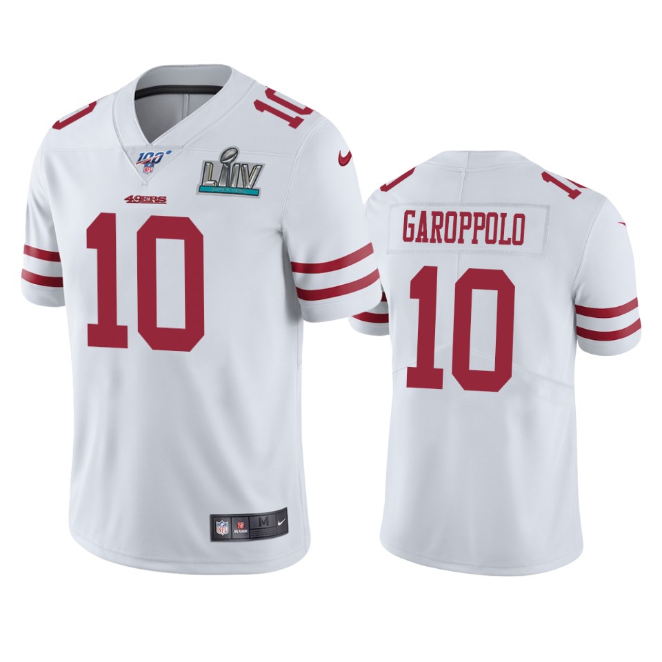 Men’s San Francisco 49ers Jimmy Garoppolo White #10 Vapor Limited Jersey Super Bowl LIV Jersey