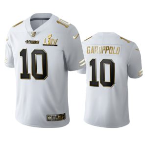 Men’s San Francisco 49ers Jimmy Garoppolo White Golden #10 Vapor Limited Jersey Super Bowl LIV Jersey