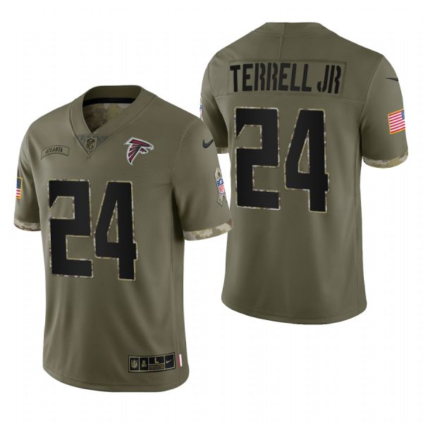 A.J. Terrell Jr. Atlanta Falcons Olive 2022 Salute To Service Limited Jersey