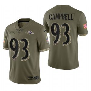 Calais Campbell Ravens #93 2022 Salute To Service Olive Limited Jersey