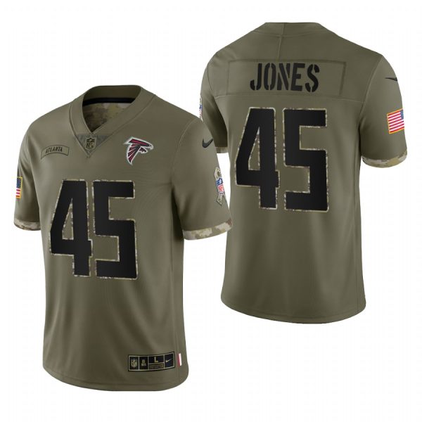 Deion Jones Olive Atlanta Falcons 2022 Salute To Service Limited Jersey