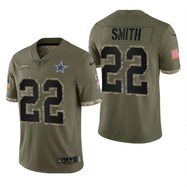 Emmitt Smith Cowboys #22 2022 Salute To Service Olive Limited Retired Player Jersey