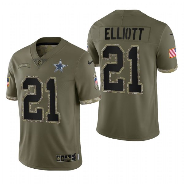 Ezekiel Elliott Cowboys #22 2022 Salute To Service Olive Limited Jersey