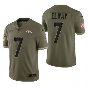 John Elway Broncos #7 2022 Salute To Service Olive Limited Retired Player Jersey