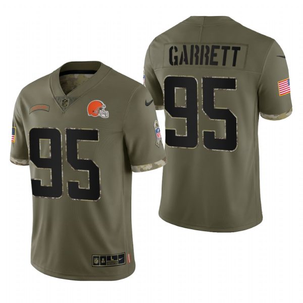 Myles Garrett Cleveland Browns Olive 2022 Salute To Service Limited Jersey