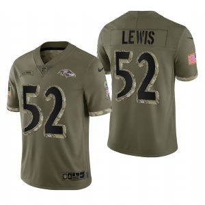 Ray Lewis Ravens #52 2022 Salute To Service Olive Limited Retired Player Jersey