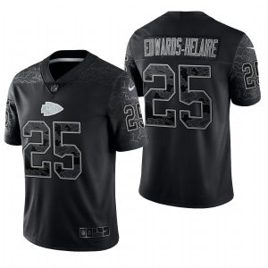 Men's Kansas City Chiefs #25 Clyde Edwards-Helaire Black Reflective Limited Jersey