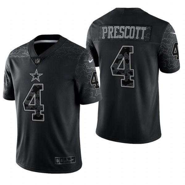Men's Dallas Cowboys #4 Dak Prescott Black Reflective Limited Jersey