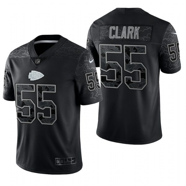 Men's Kansas City Chiefs #55 Frank Clark Black Reflective Limited Jersey