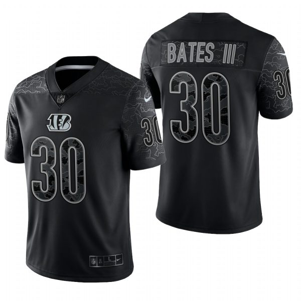 Men's Cincinnati Bengals #30 Jessie Bates III Black Reflective Limited Jersey