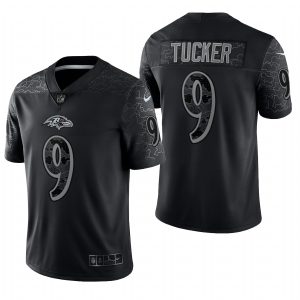 Men's Baltimore Ravens #9 Justin Tucker Black Reflective Limited Jersey