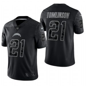Men's Los Angeles Chargers #21 LaDainian Tomlinson Black Reflective Limited Retired Player Jersey