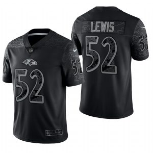 Men's Baltimore Ravens #52 Ray Lewis Black Reflective Limited Retired Player Jersey