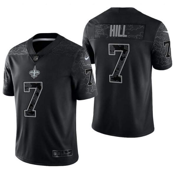 Men's New Orleans Saints #7 Taysom Hill Black Reflective Limited Jersey