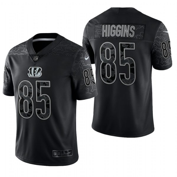 Men's Cincinnati Bengals #85 Tee Higgins Black Reflective Limited Jersey
