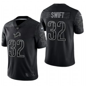 Men's Detroit Lions #32 D'Andre Swift Black RFLCTV Limited Jersey