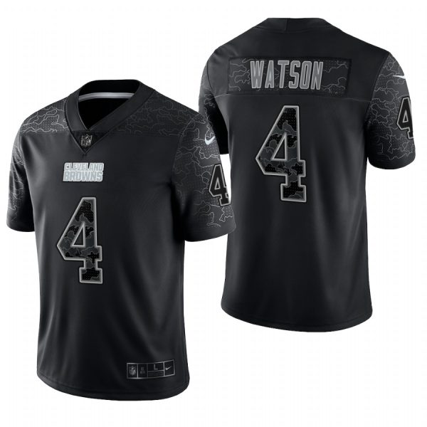 Men's Cleveland Browns #4 Deshaun Watson Black RFLCTV Limited Jersey