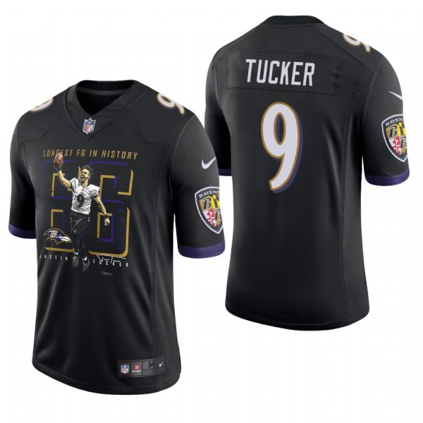 Justin Tucker Baltimore Ravens Black Longest Field Goal Limited Nike Jersey