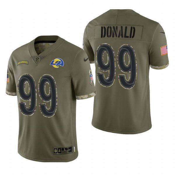 Aaron Donald Rams #99 2022 Salute To Service Olive Limited Jersey
