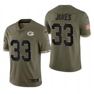 Aaron Jones Packers #33 2022 Salute To Service Olive Limited Jersey