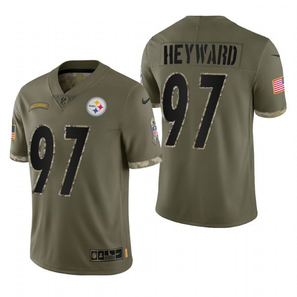Cameron Heyward Steelers #97 2022 Salute To Service Olive Limited Jersey