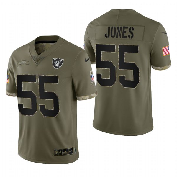 Chandler Jones Raiders #55 2022 Salute To Service Olive Limited Jersey